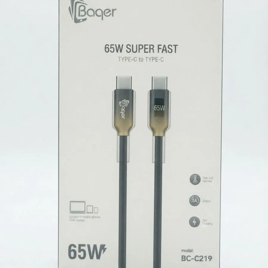 كيبل شحن وكالة باقر اصلي تايبسي تايبسي 65W BC-C219