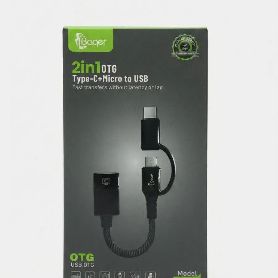 موصل اصلي وكالة باقر 2 في 1 تايبسي + مايكرو في usb BA-164