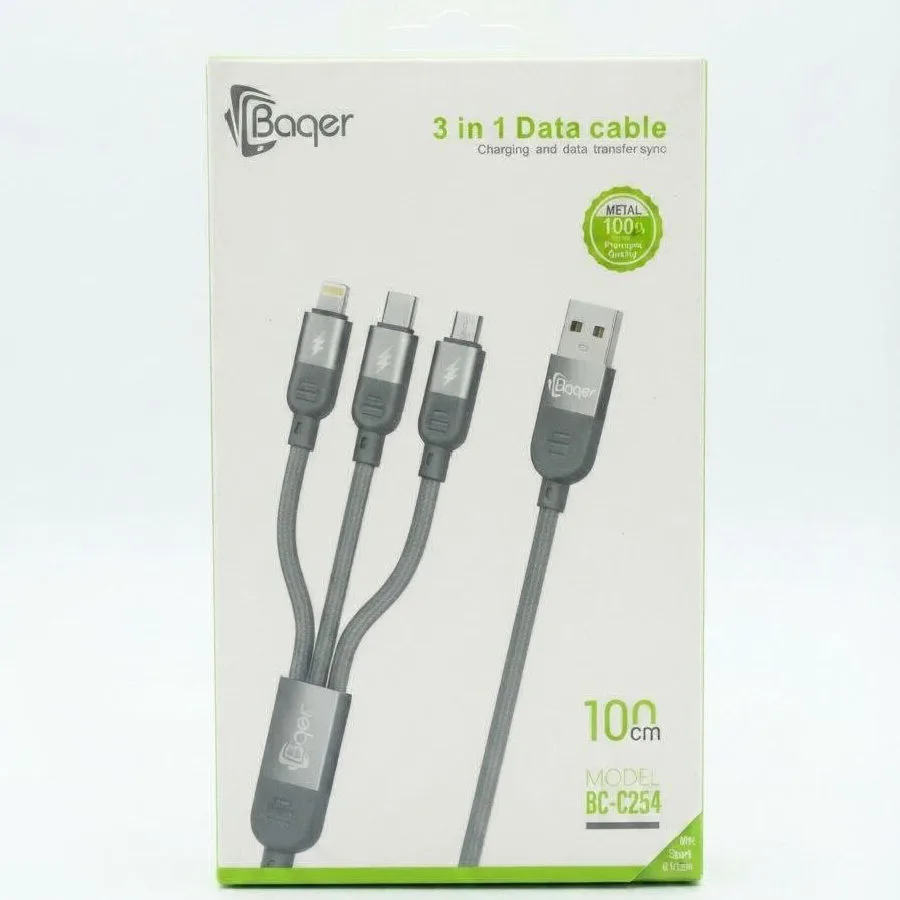 كيبل شحن وكالة باقر اصلي 3 في 1 BC-C254